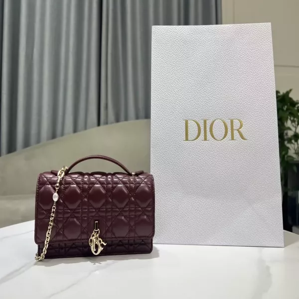 디올 진주 체인 장식 손잡이 백