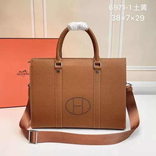 에르메스 탑 핸들과 스트랩이 있는 서류가방