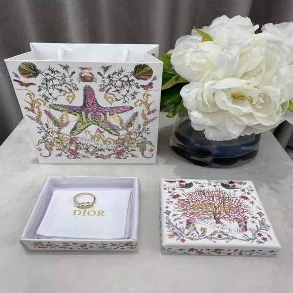 디올 CD 플라워 진주 반지