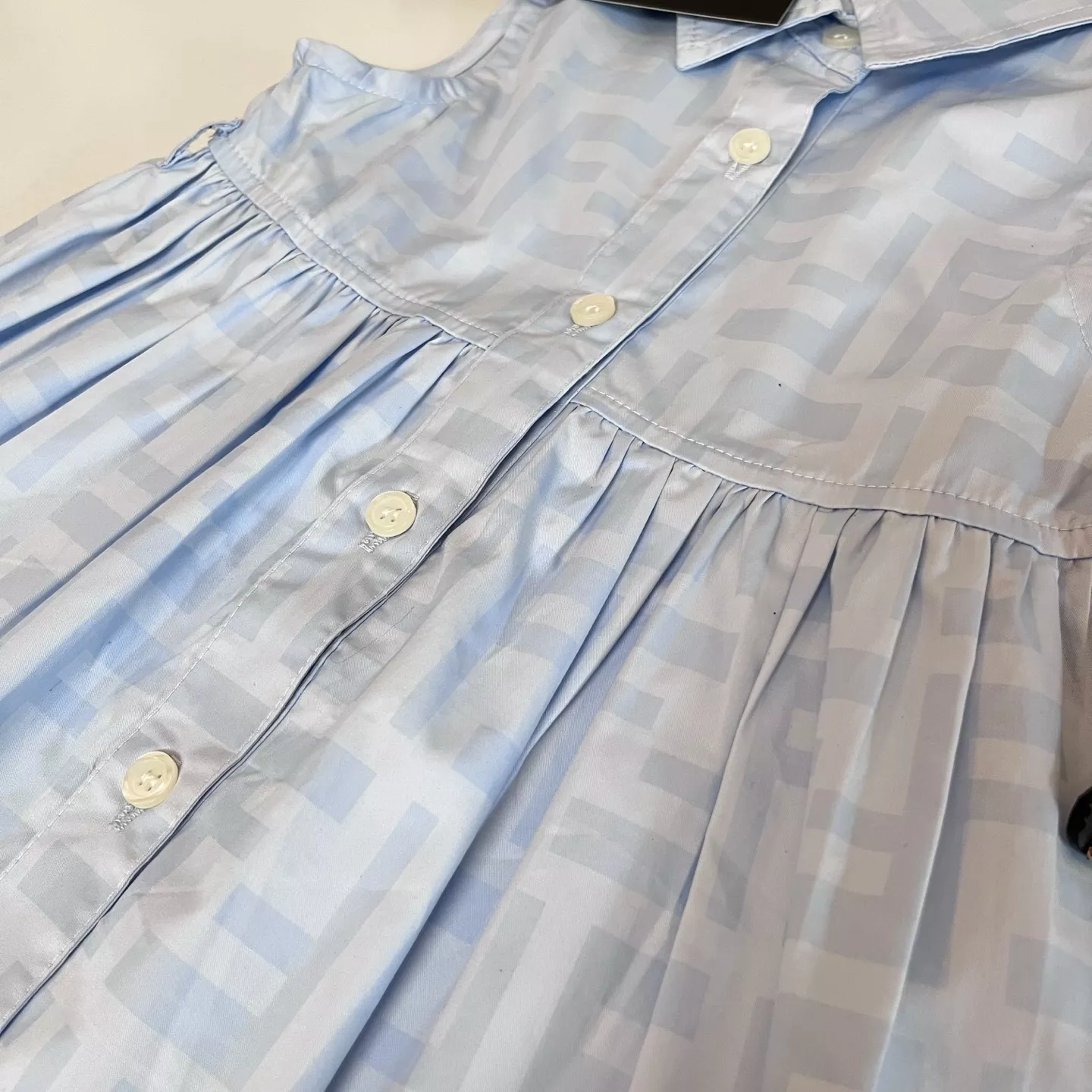 펜디 여아 스카이블루 민소매 셔츠 원피스 상세 이미지 9