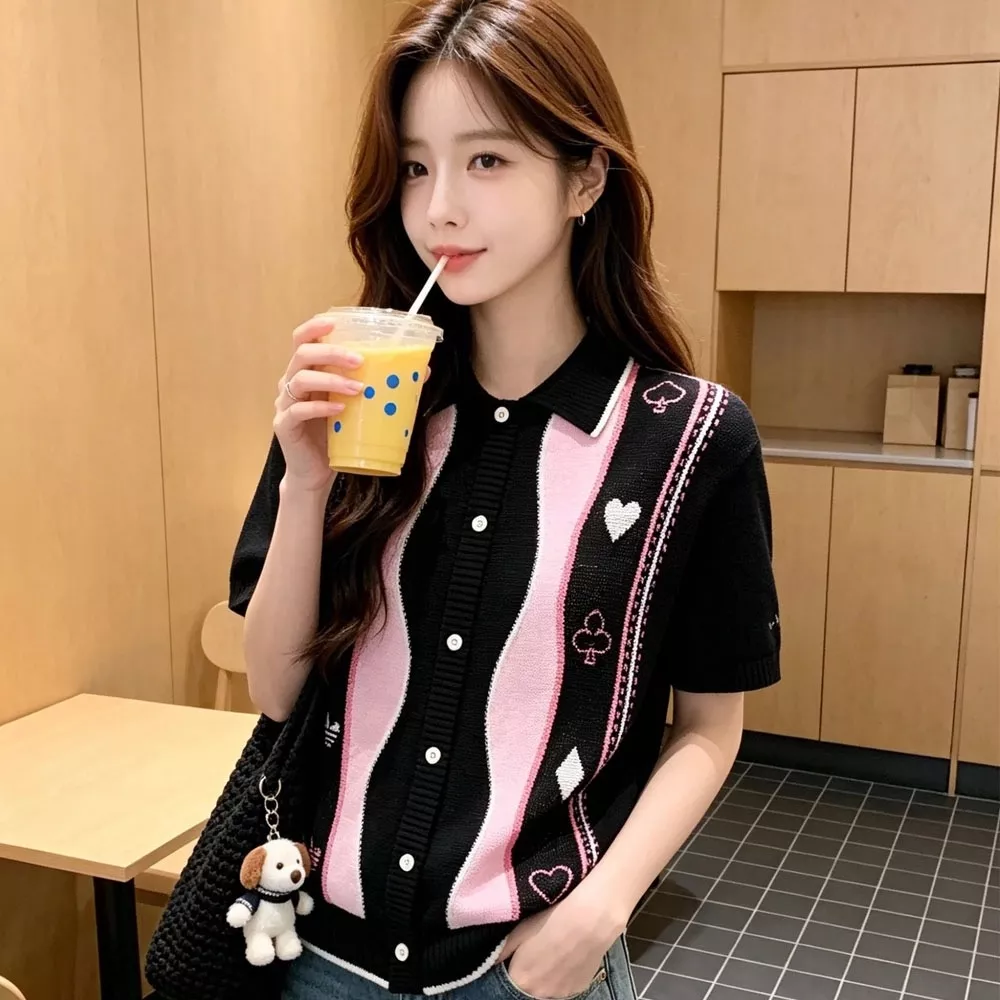 아디다스 포커 패턴 반소매 니트 가디건 상세 이미지 20