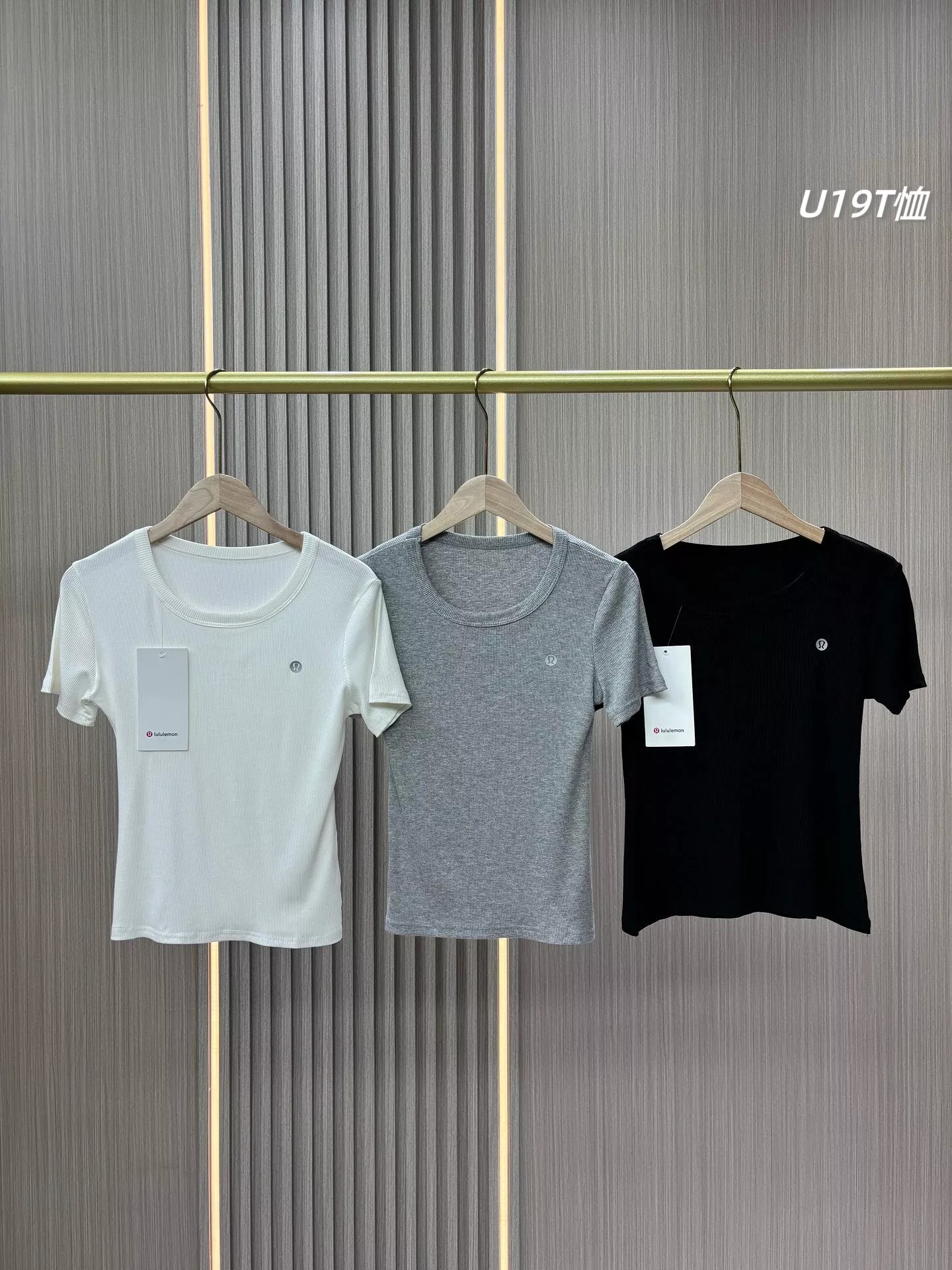 룰루레몬 U넥 골지 반소매 티셔츠 세트 상세 이미지 1