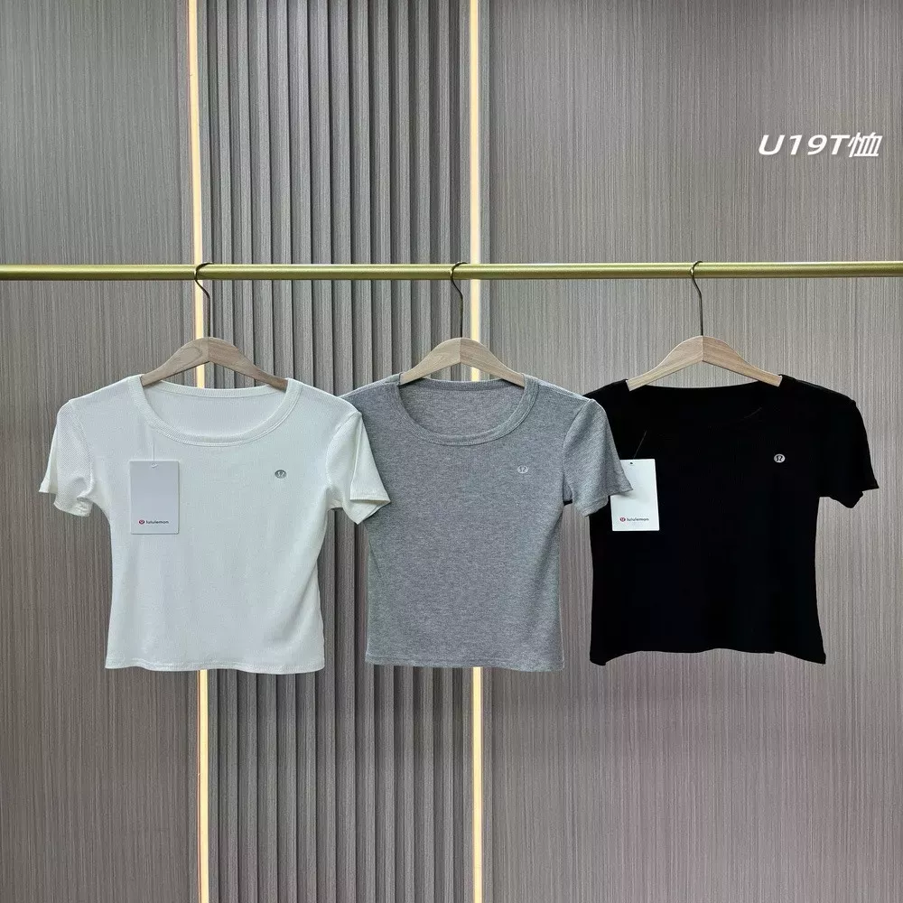룰루레몬 U넥 골지 반소매 티셔츠 세트