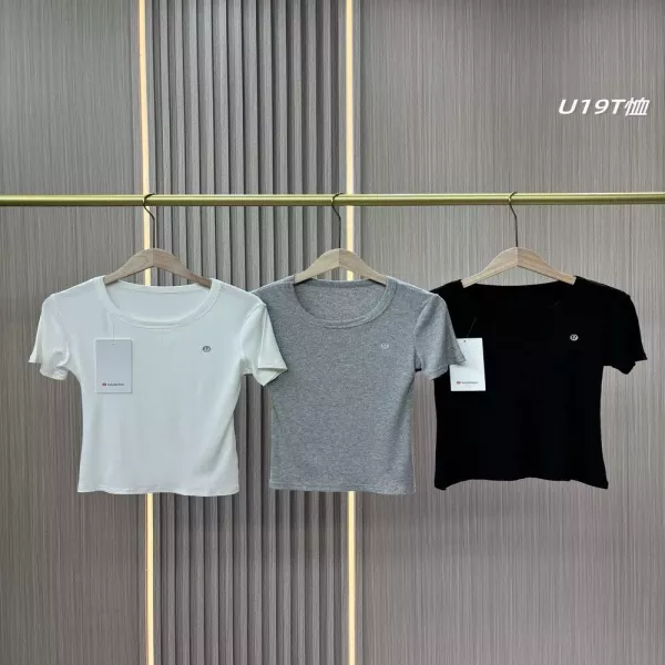룰루레몬 U넥 골지 반소매 티셔츠 세트