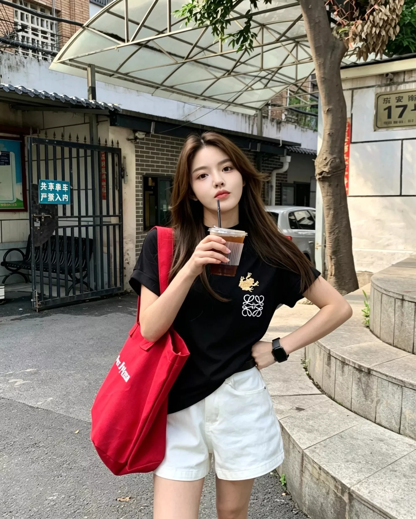 로에베 빈티지 워싱 자수 반소매 티셔츠 상세 이미지 19