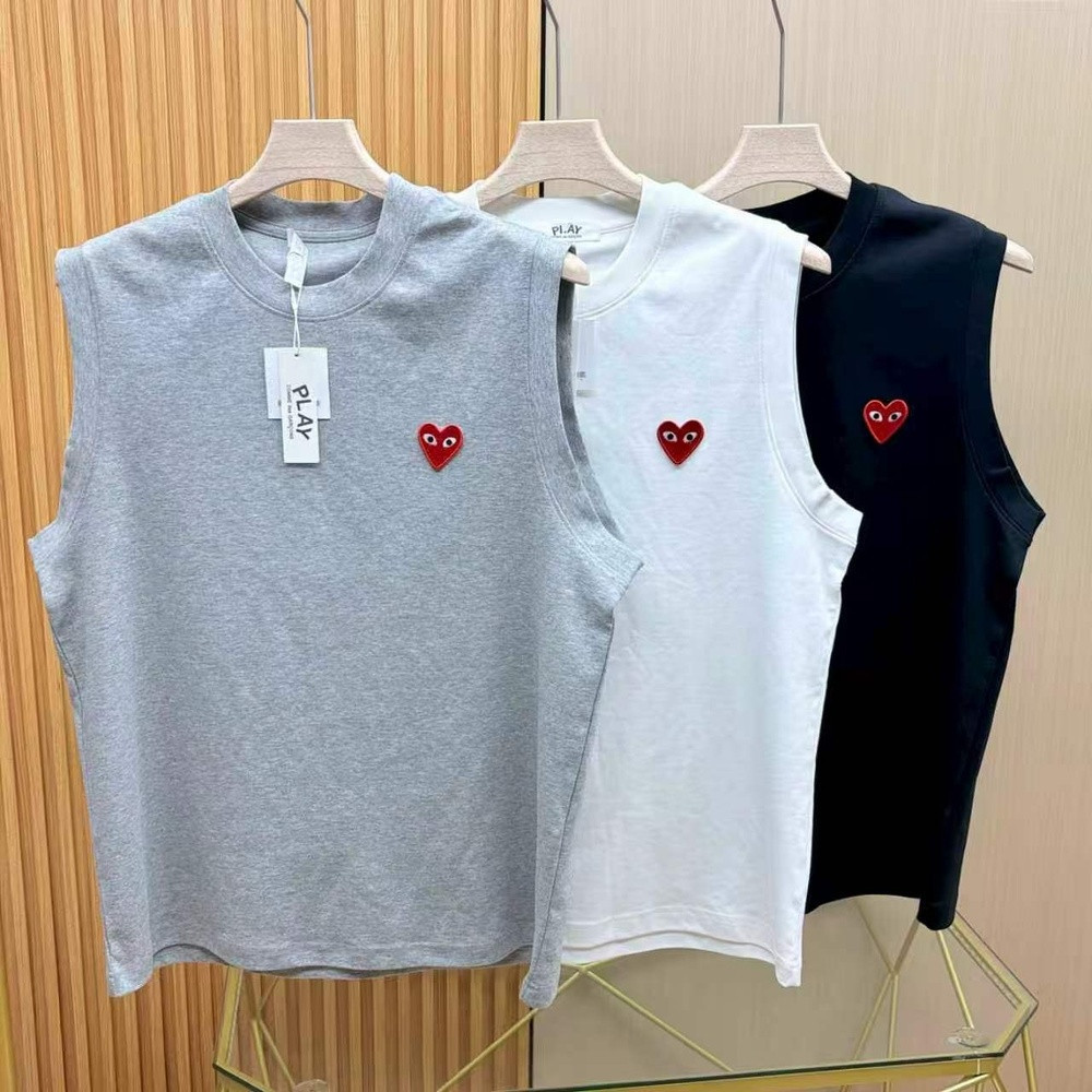 꼼데가르송 클래식 하트 자수 민소매 탑