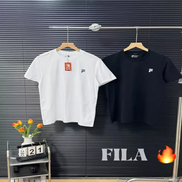 휠라 베이직 프린트 라운드넥 반소매 티셔츠