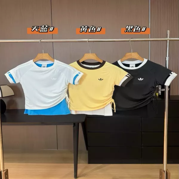 아디다스 여성 크롭 반소매 티셔츠