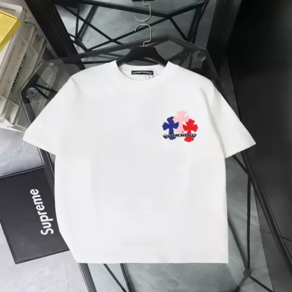 크롬하츠 컬러 크로스 타월 자수 워싱 반소매 티셔츠
