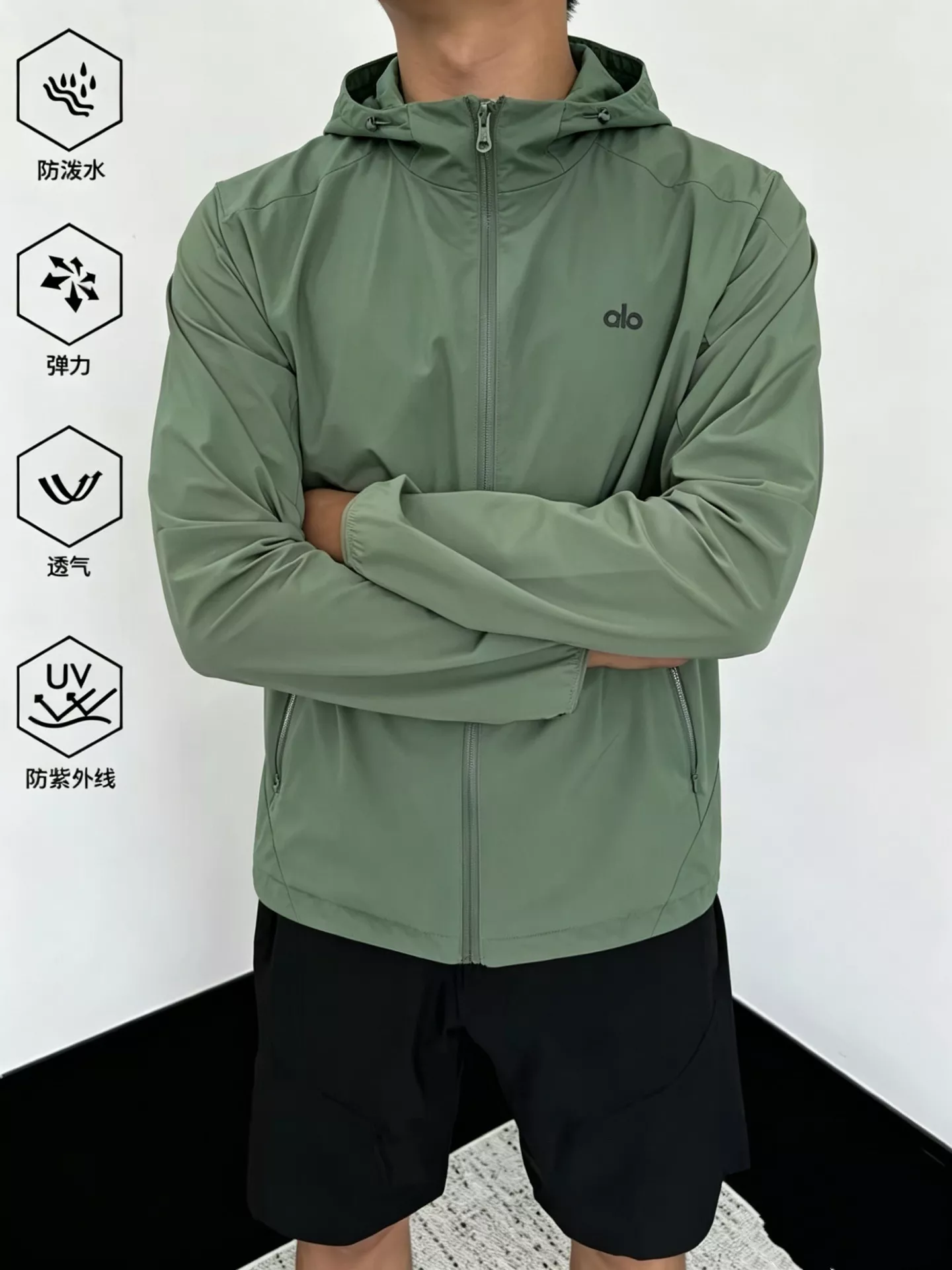 알로요가 남녀공용 후드형 바람막이 재킷 상세 이미지 27