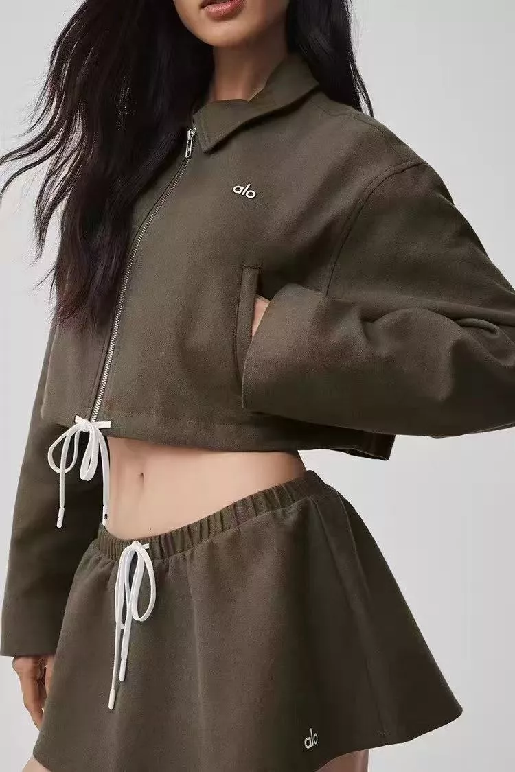 알로 로고 카라 집업 재킷 스커트 세트 상세 이미지 14