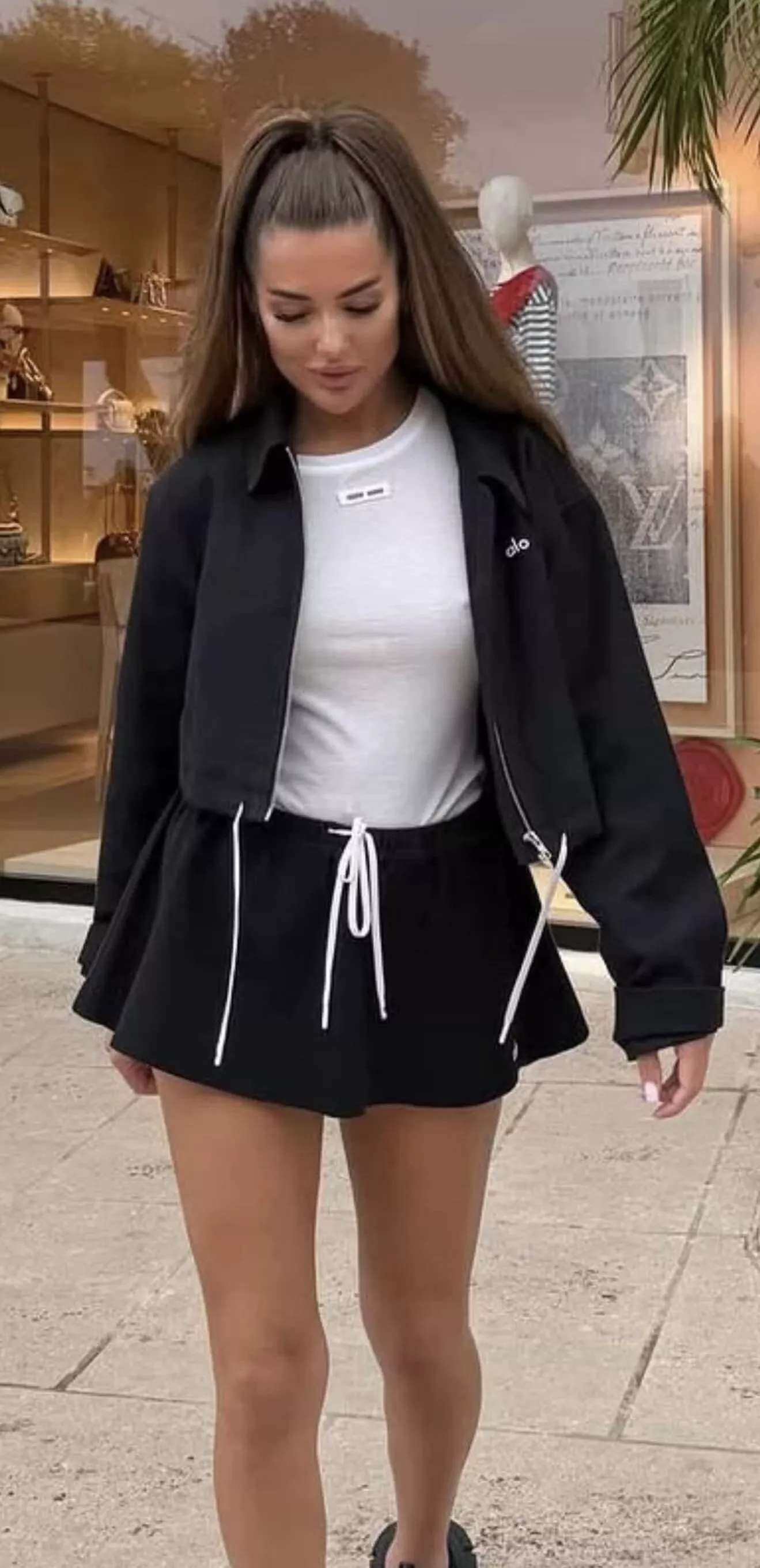 알로 로고 카라 집업 재킷 스커트 세트 상세 이미지 13