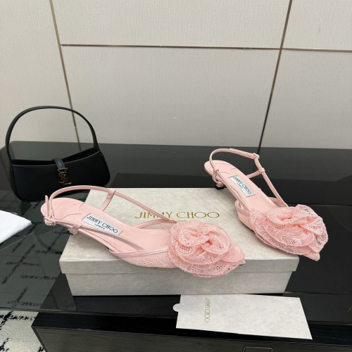 지미추 레이스 장식 슬링백 펌프스
