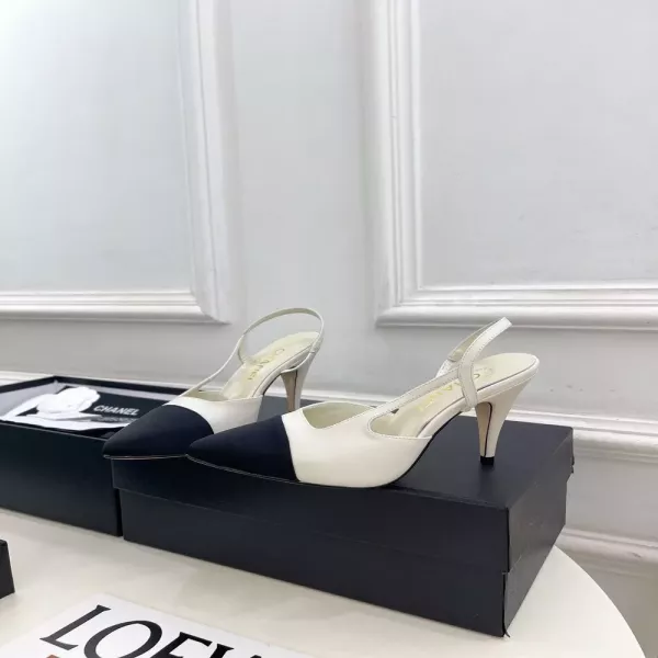 샤넬 투톤 배색 포인티드토 힐 샌들