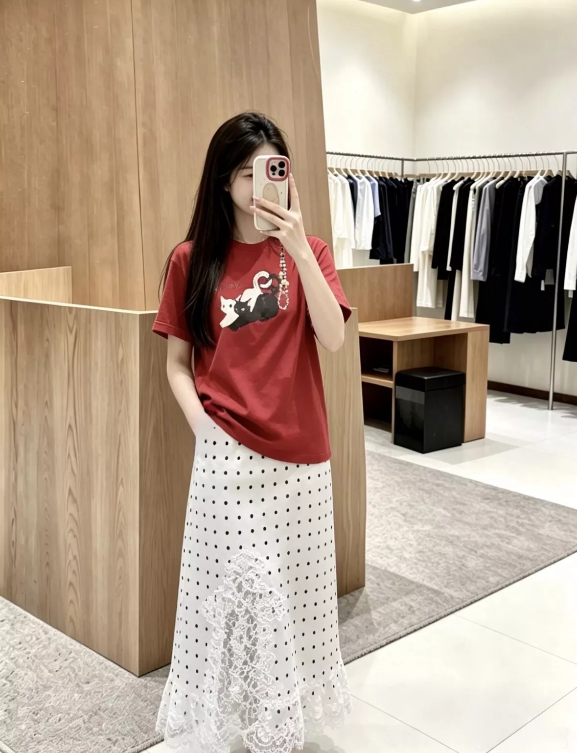 디지트 고양이 프린팅 반소매 티셔츠 상세 이미지 10
