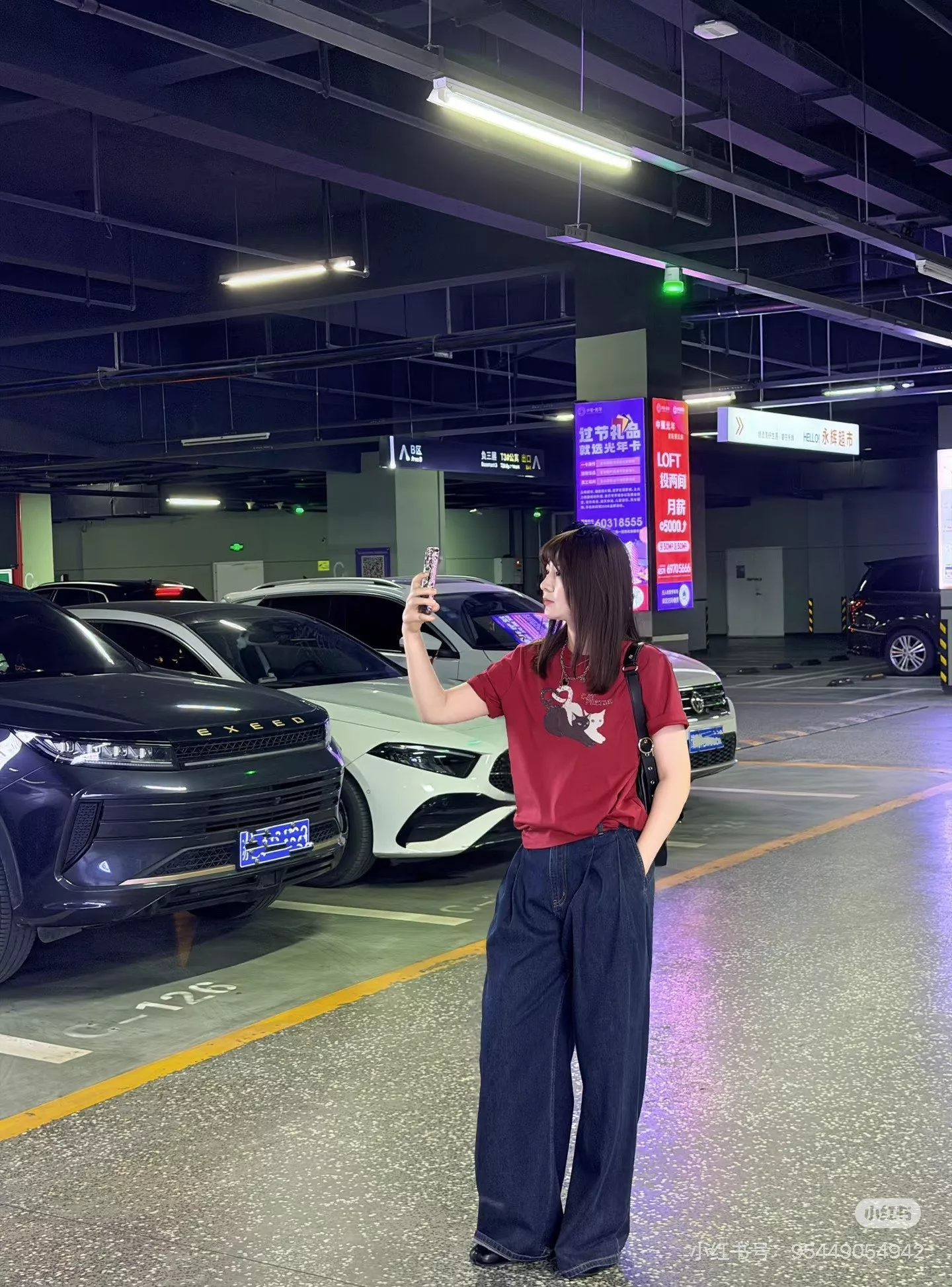디지트 고양이 프린팅 반소매 티셔츠 상세 이미지 11