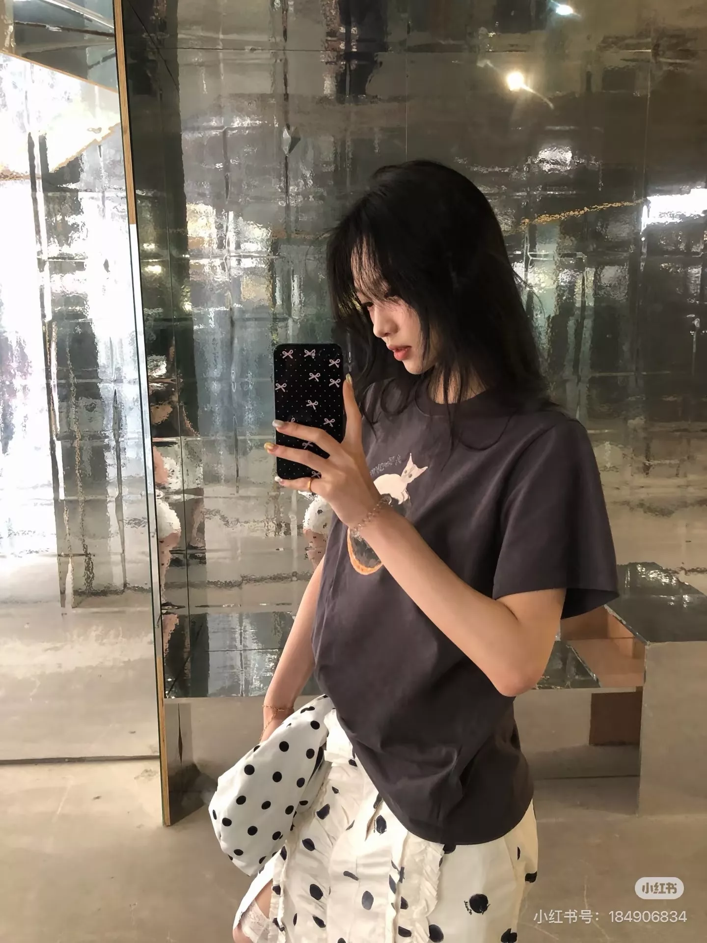 디지트 고양이 프린팅 반소매 티셔츠 상세 이미지 18
