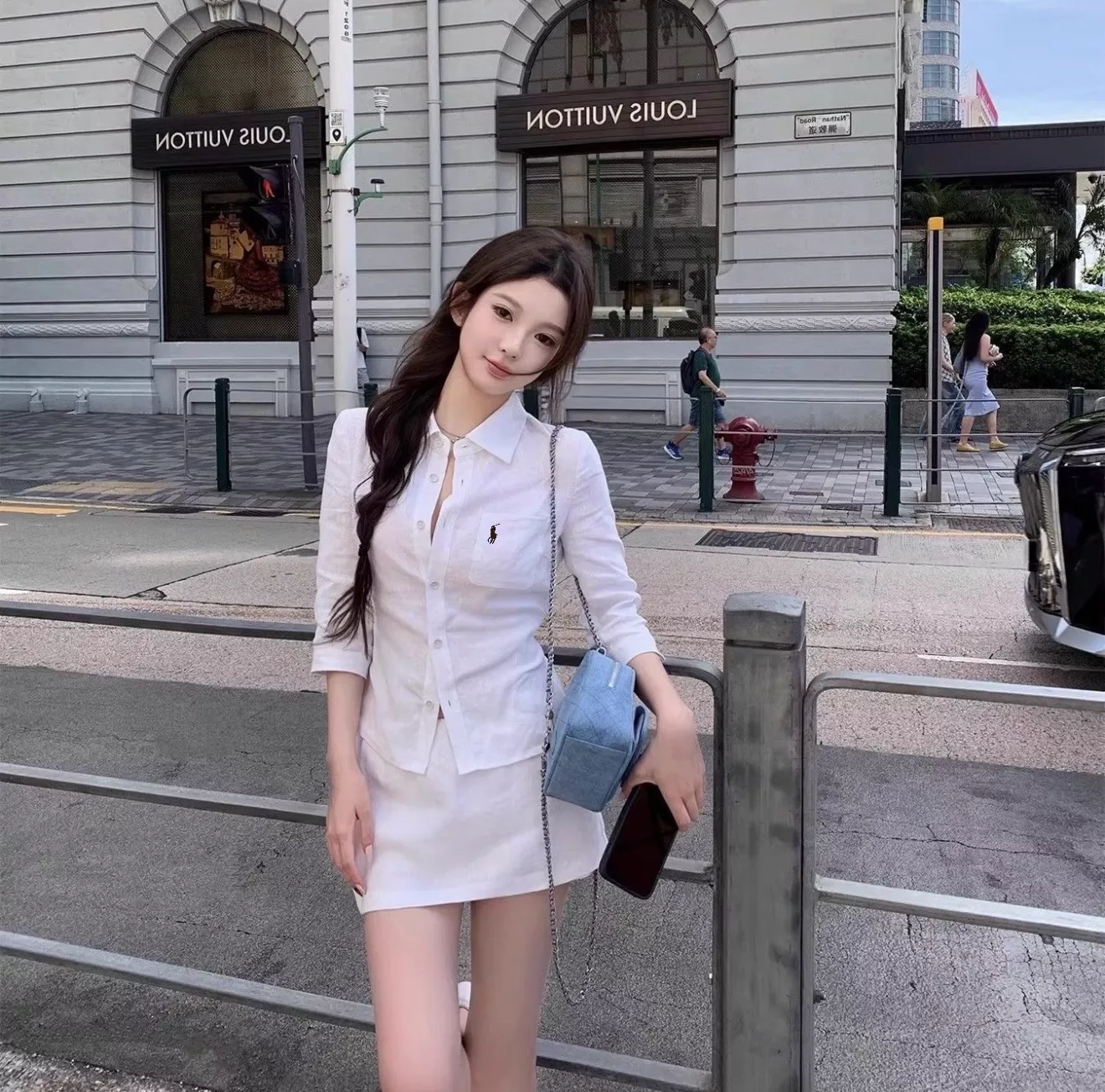 랄프로렌 자수 포인트 린넨 셔츠 스커트 세트 상세 이미지 28