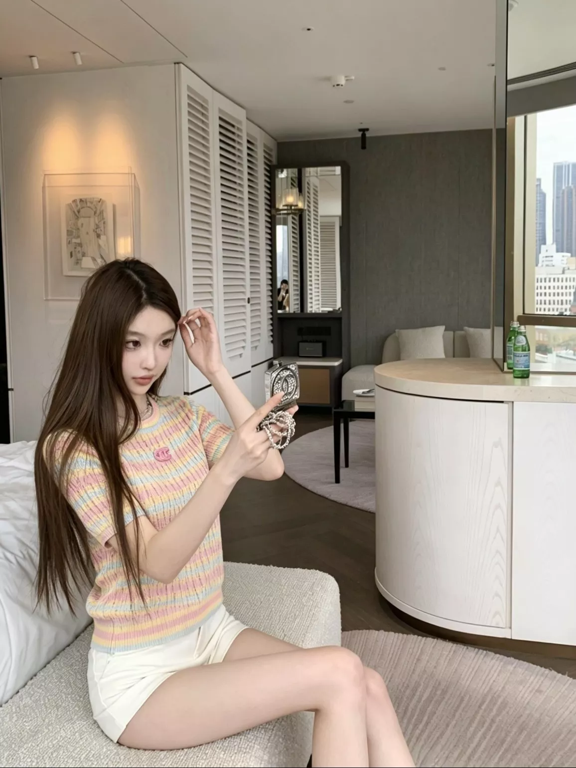 샤넬 레인보우 컬러 포인트 반소매 니트 상세 이미지 29