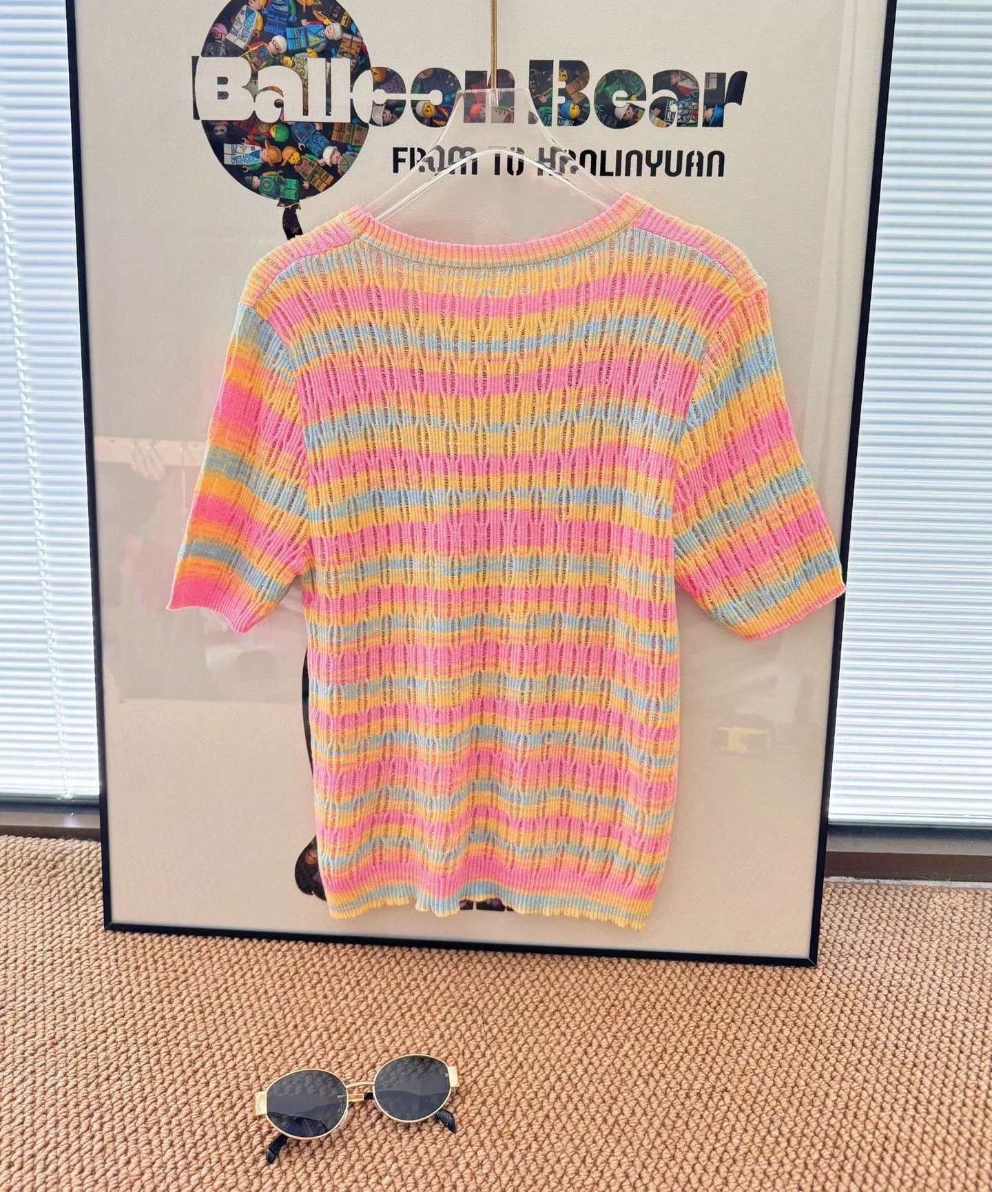 샤넬 레인보우 컬러 포인트 반소매 니트 상세 이미지 2