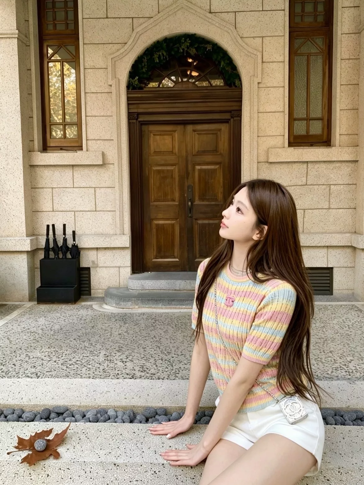 샤넬 레인보우 컬러 포인트 반소매 니트 상세 이미지 22
