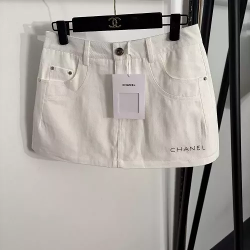 샤넬 로고 레터링 스티치 데님 미니 스커트