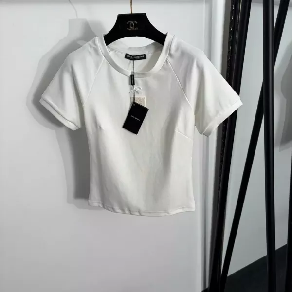 돌체앤가바나 리본 자수 레터링 반소매 티셔츠