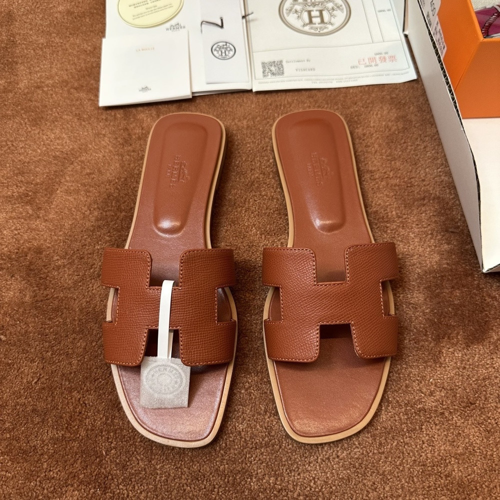 에르메스 오란 스타일 오픈토 슬리퍼