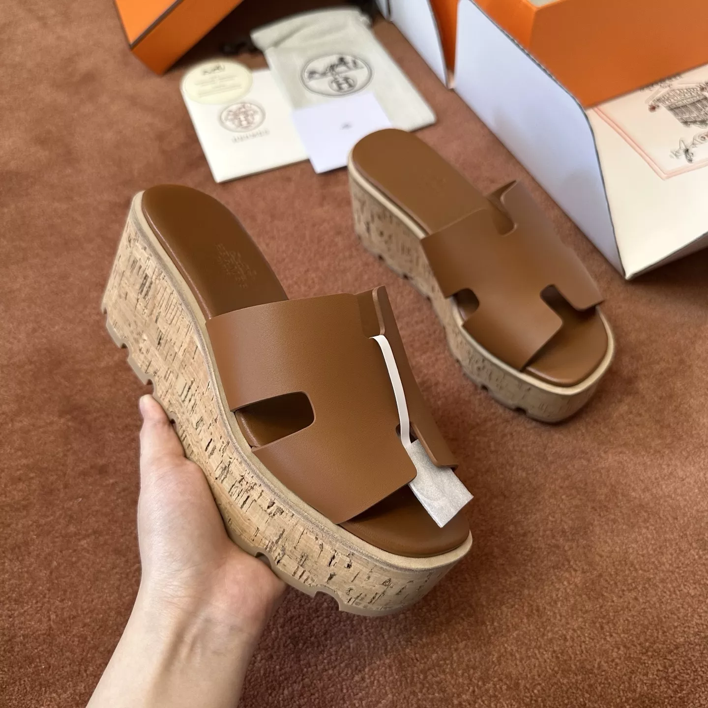 에르메스 코르크 웨지 힐 샌들 상세 이미지 8
