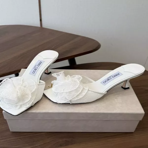 지미추 레이스 장식 토오픈 뮬 힐
