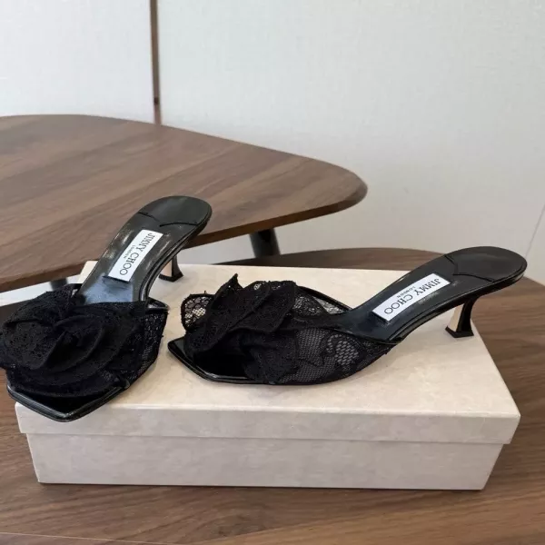 지미추 레이스 장식 포인트 뮬 힐