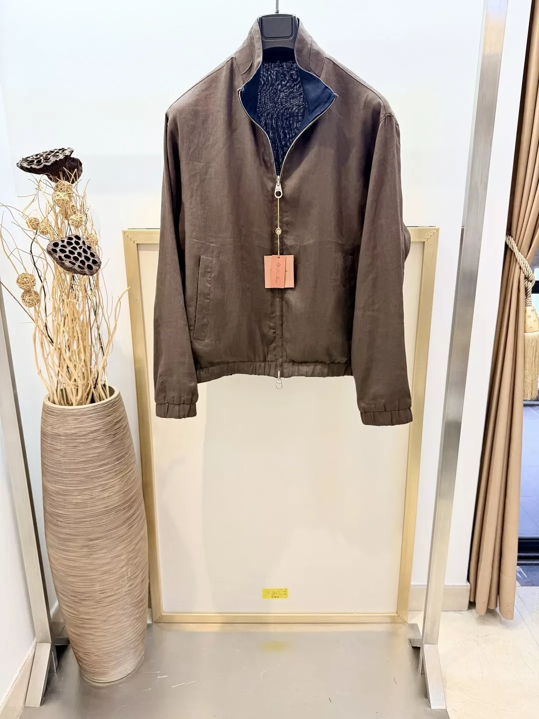로로피아나 남녀공용 양면 리넨 봄버 재킷 상세 이미지 1