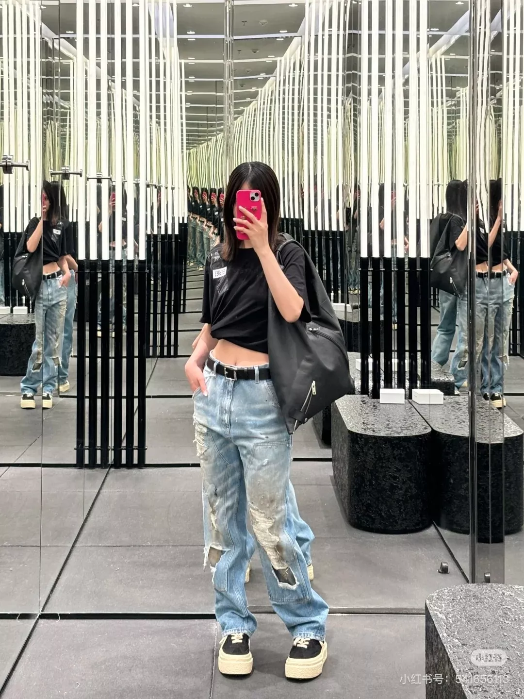 메종마르지엘라 블랙 코튼 반소매 티셔츠 상세 이미지 10