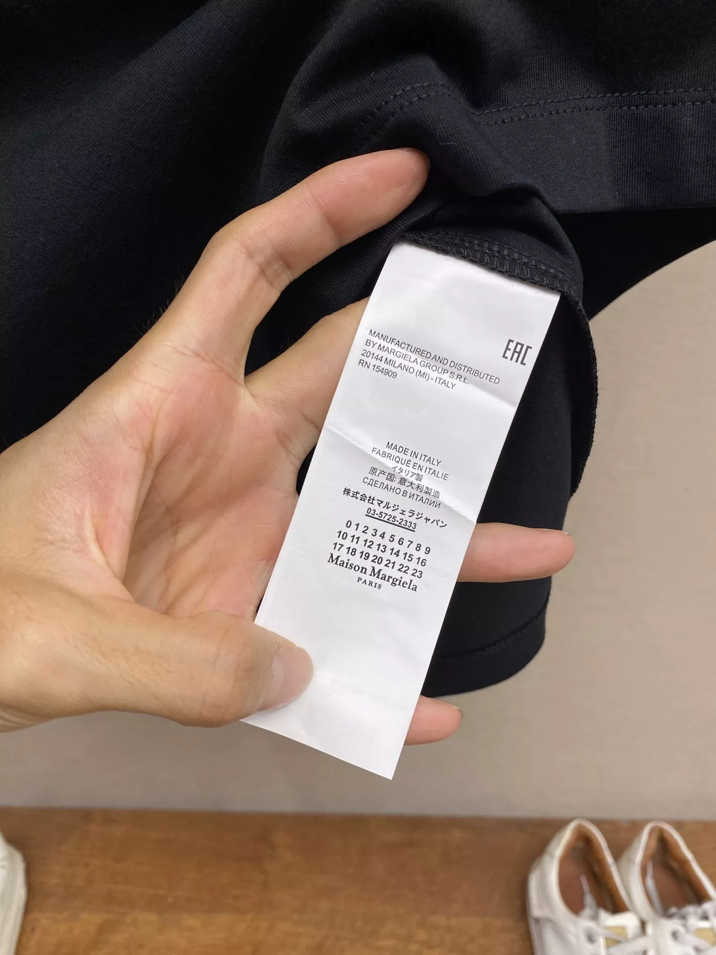 메종마르지엘라 블랙 코튼 반소매 티셔츠 상세 이미지 7