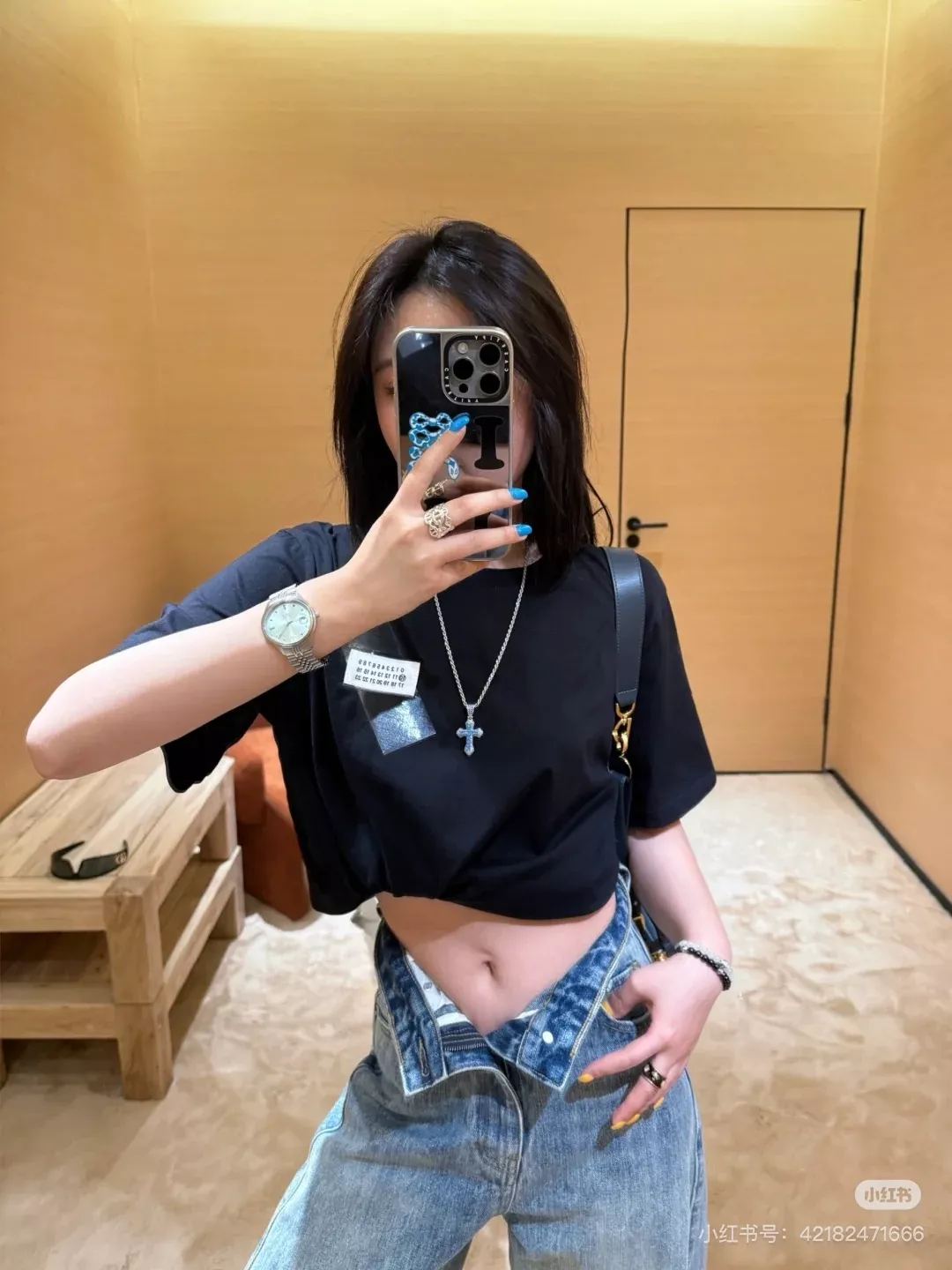 메종마르지엘라 블랙 코튼 반소매 티셔츠 상세 이미지 15