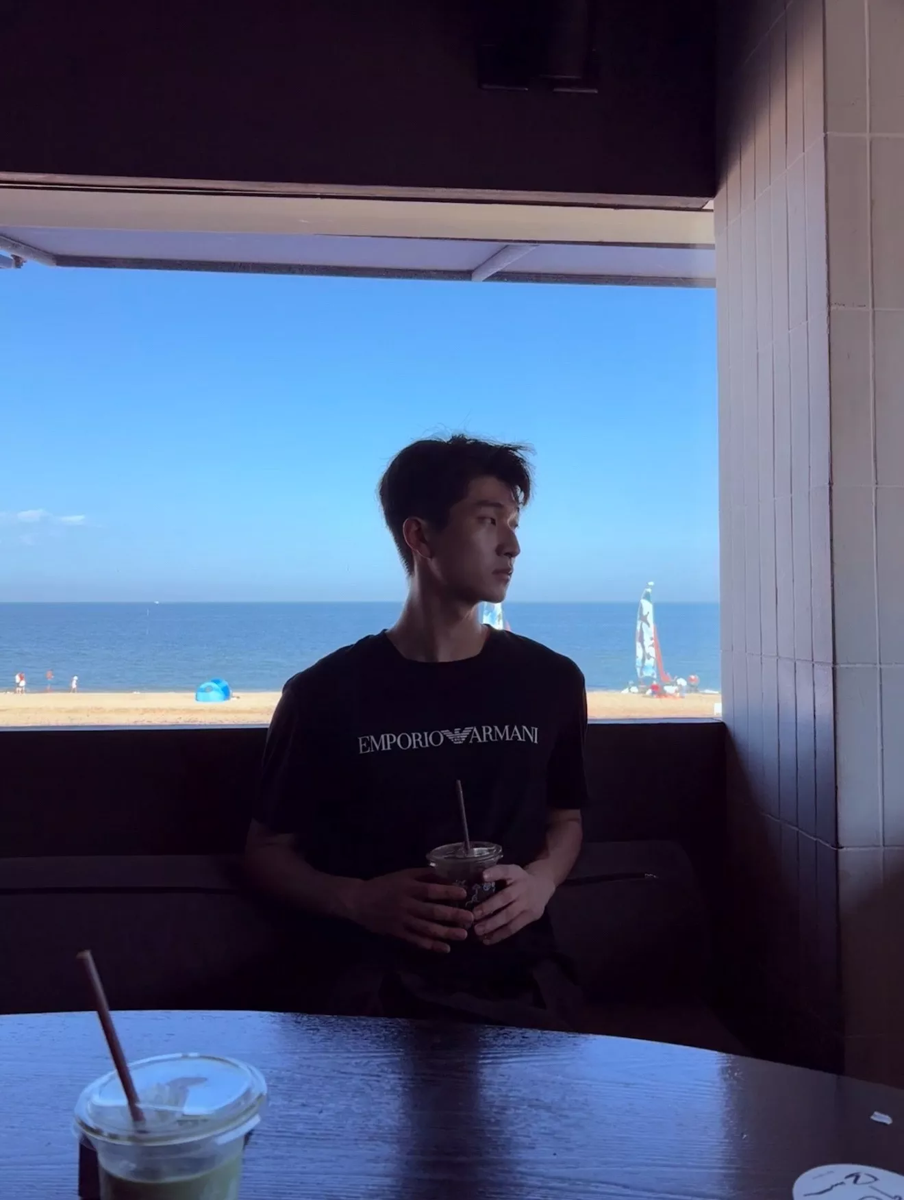아르마니 클래식 이글 레터링 반소매 티셔츠 상세 이미지 18