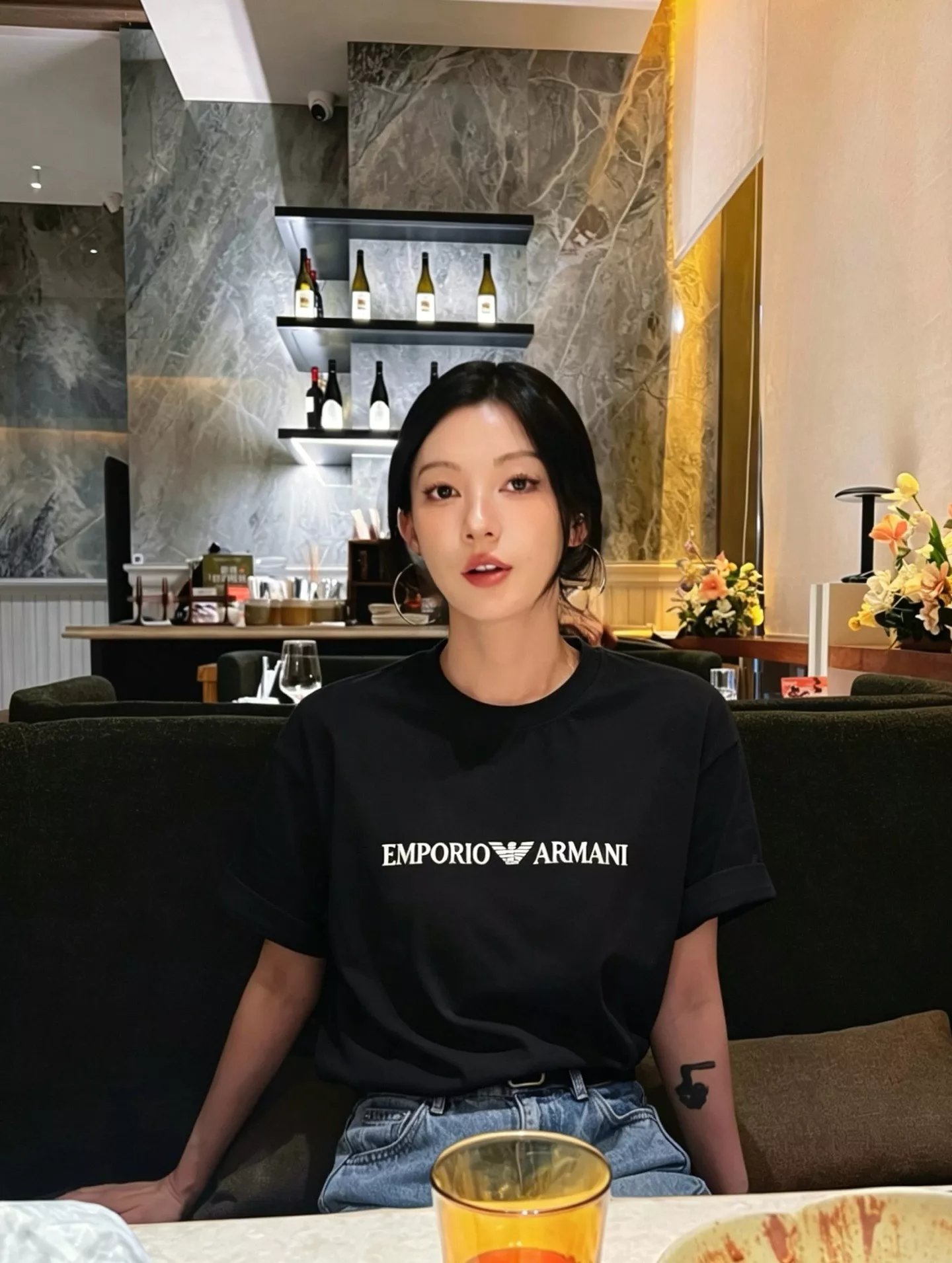 아르마니 클래식 이글 레터링 반소매 티셔츠 상세 이미지 14