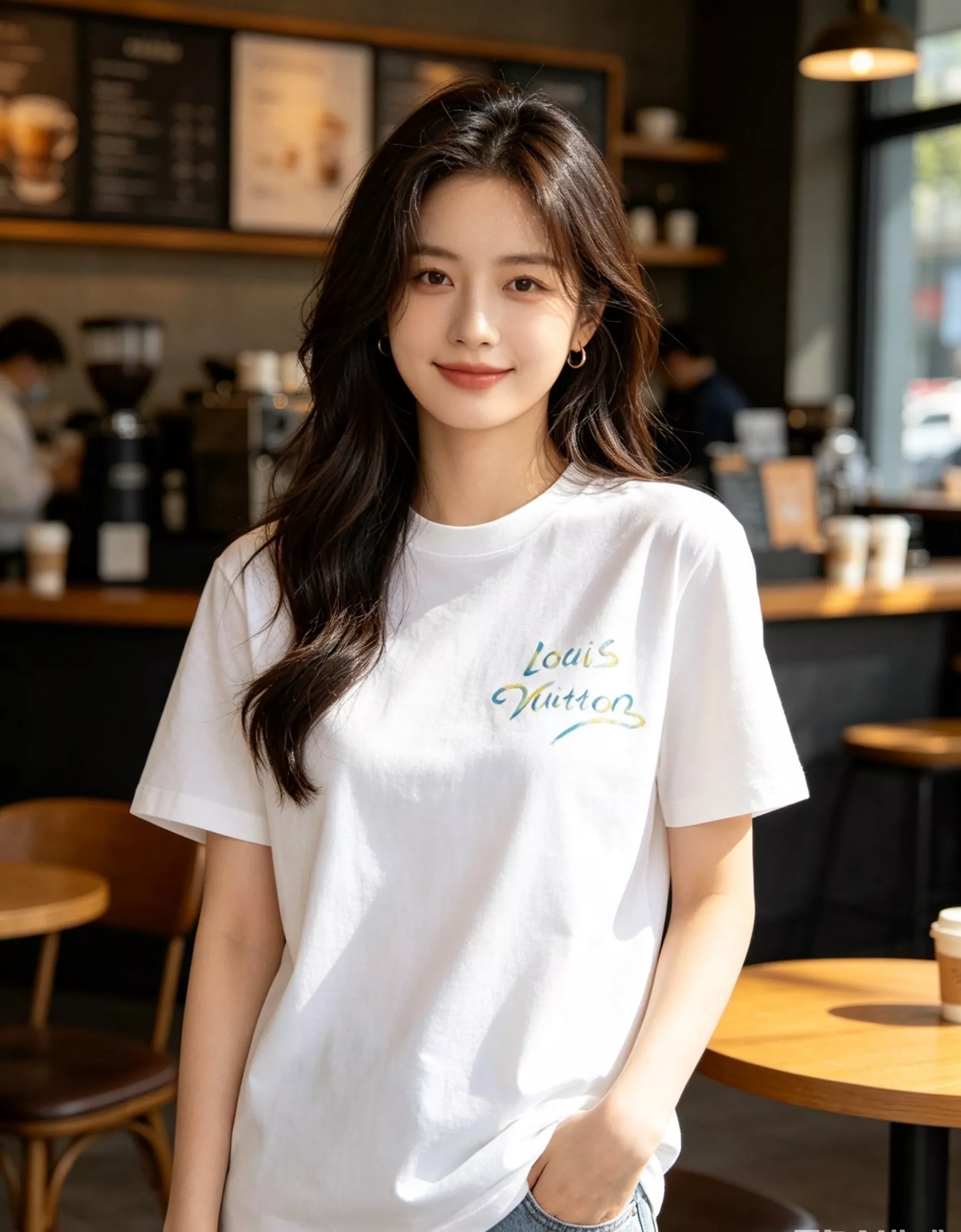 루이비통 수채화 불꽃 프린트 반소매 티셔츠 상세 이미지 15