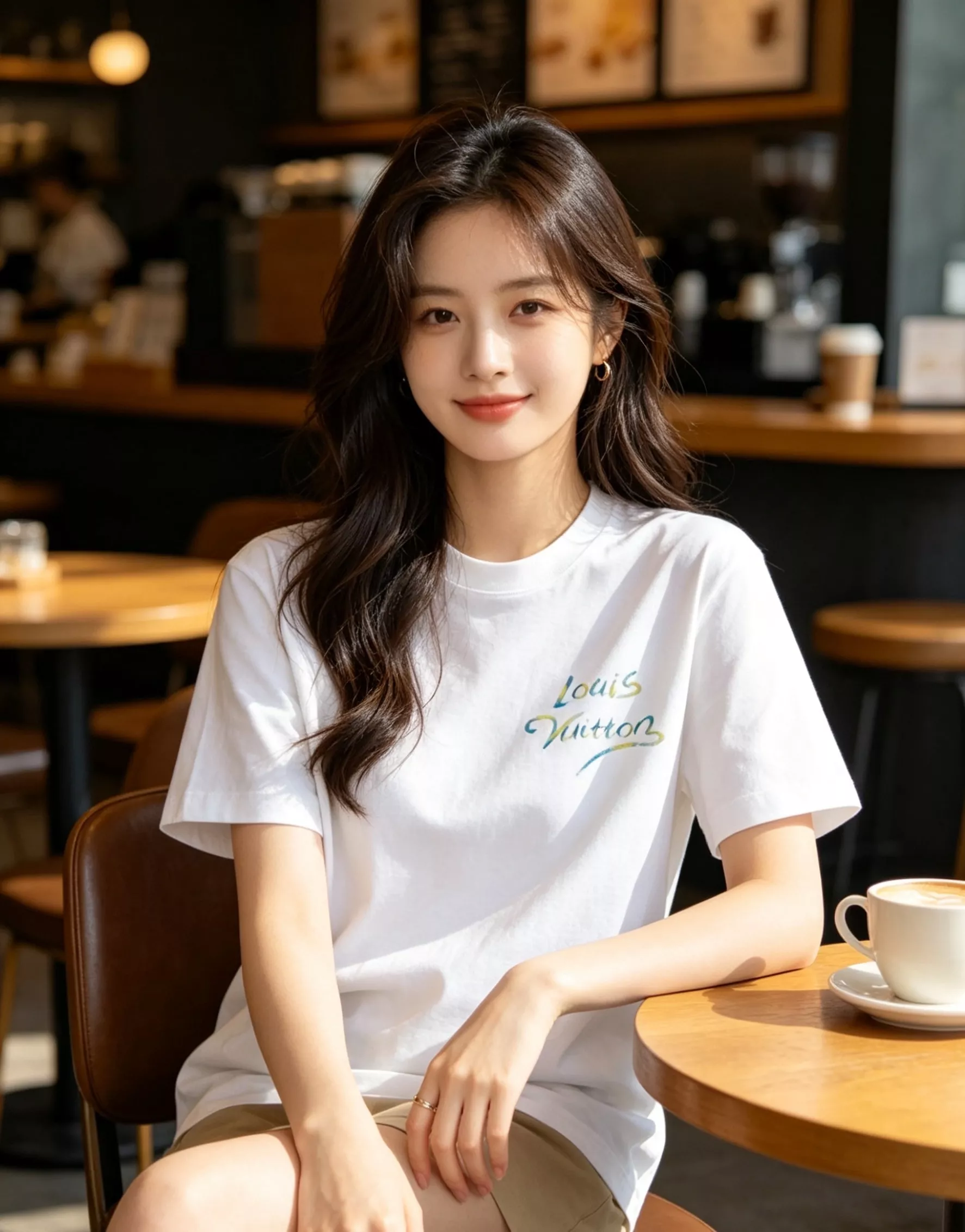 루이비통 수채화 불꽃 프린트 반소매 티셔츠 상세 이미지 12