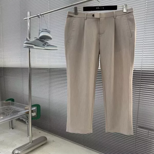 제냐 남성 싱글 플리츠 캐주얼 슬랙스 팬츠