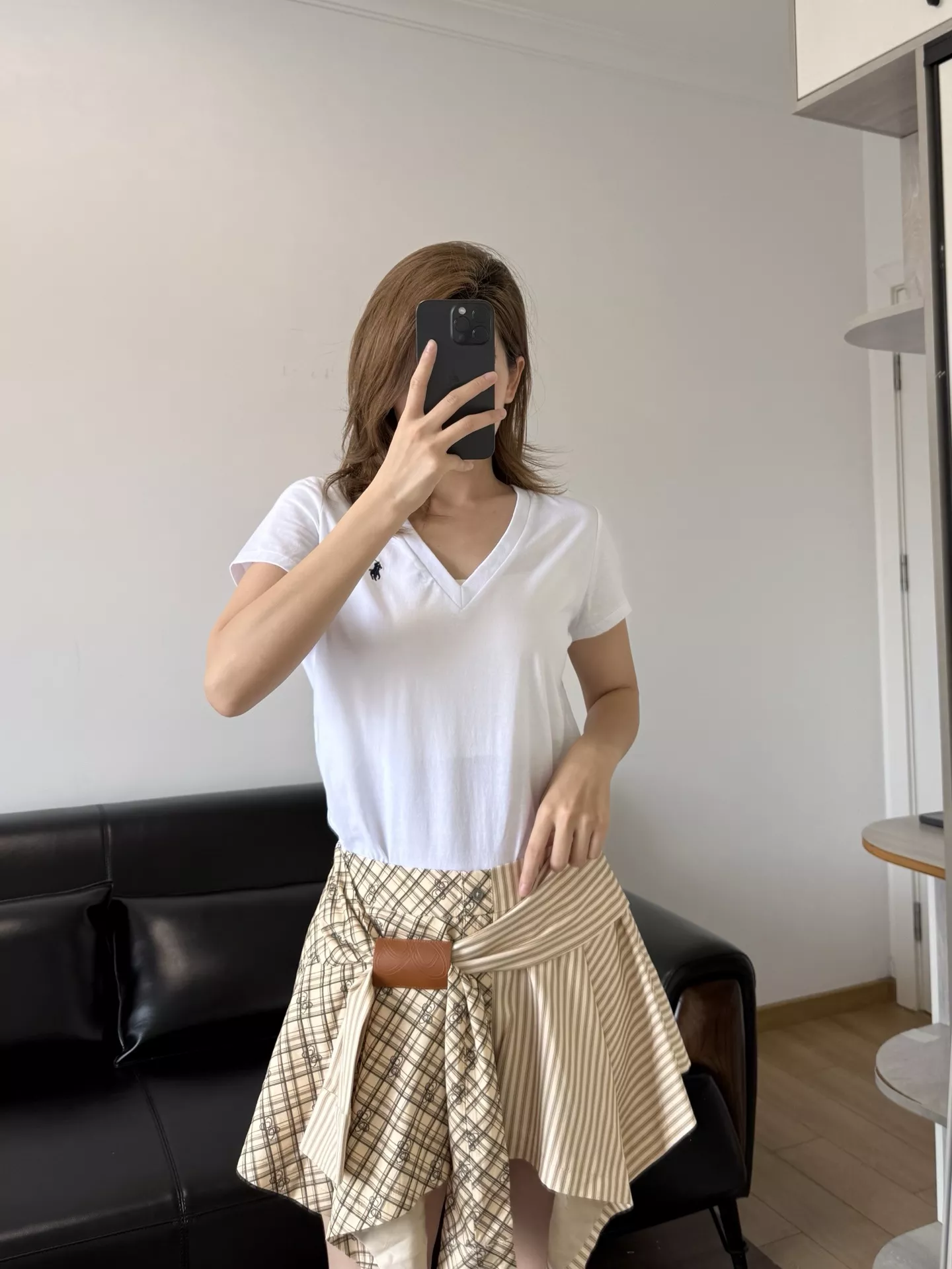 앤앤델만 언밸런스 체크 미니 스커트 상세 이미지 34