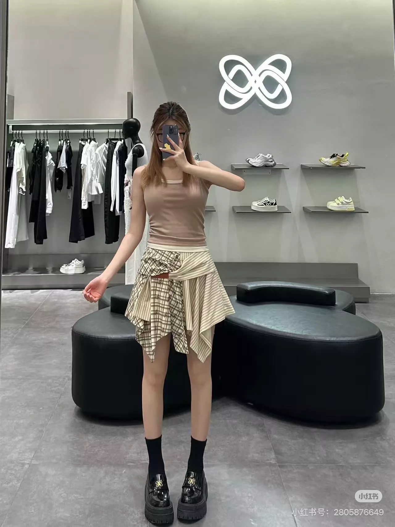 앤앤델만 언밸런스 체크 미니 스커트 상세 이미지 47