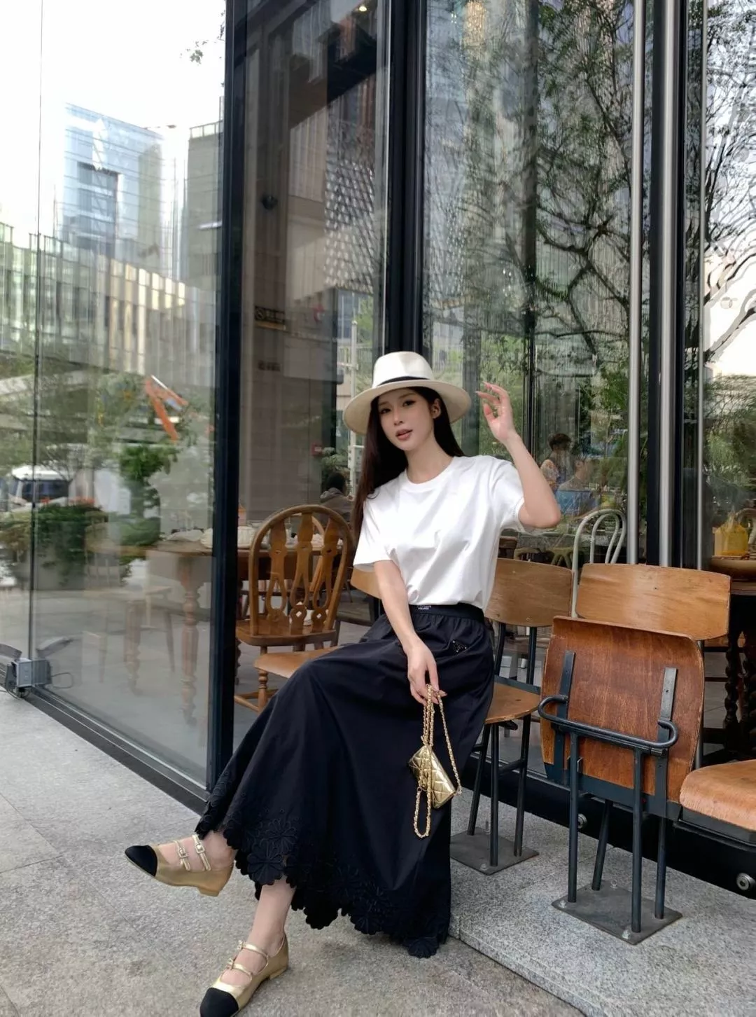 프라다 로고 포인트 레이어드 롱 스커트 상세 이미지 39