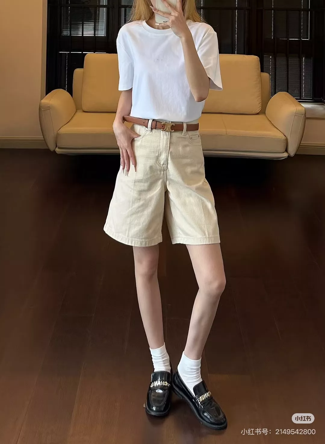 미우미우 자수 로고 데님 5부 반바지 상세 이미지 47