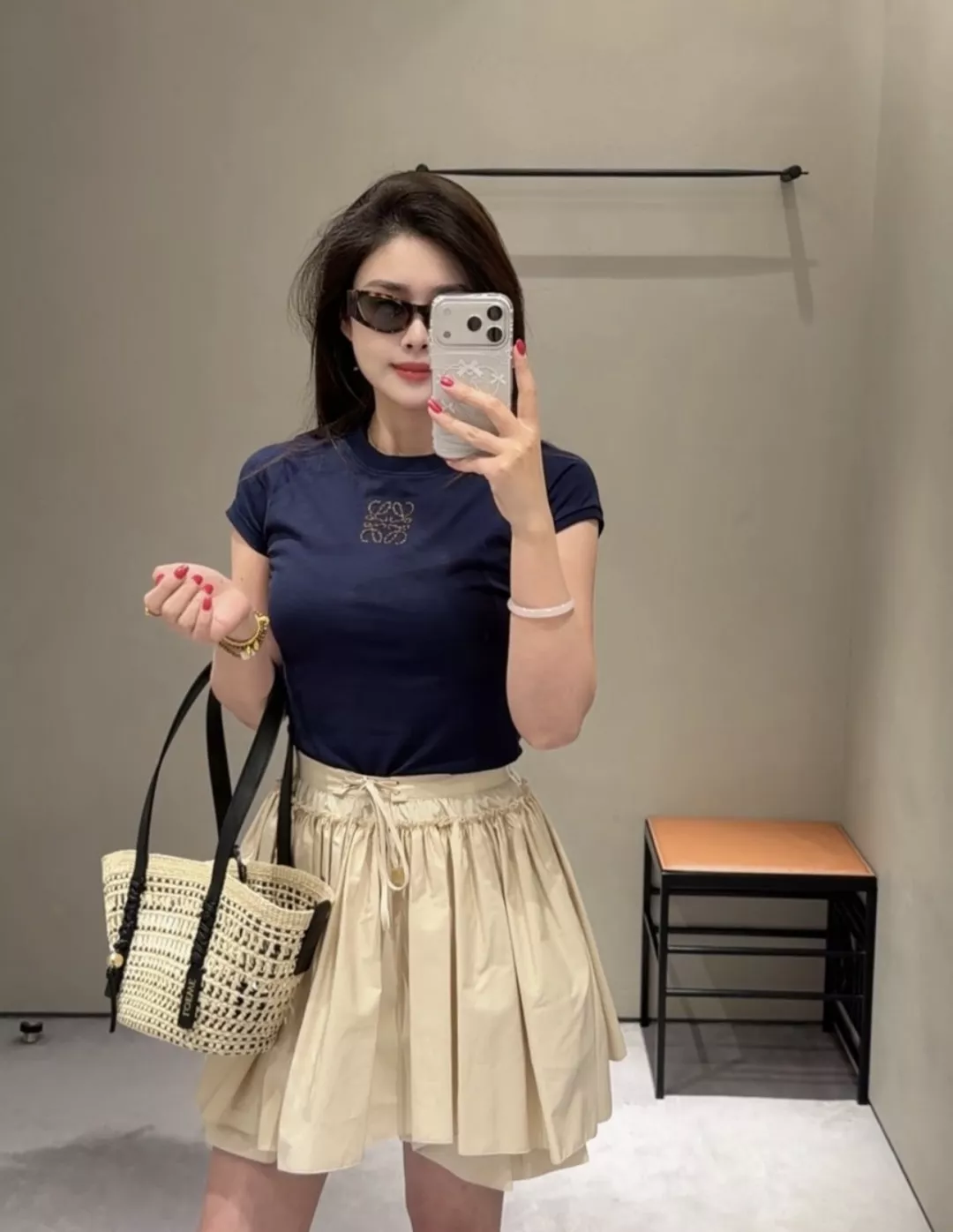 로에베 더블 레이어 스트링 미니 스커트 상세 이미지 13