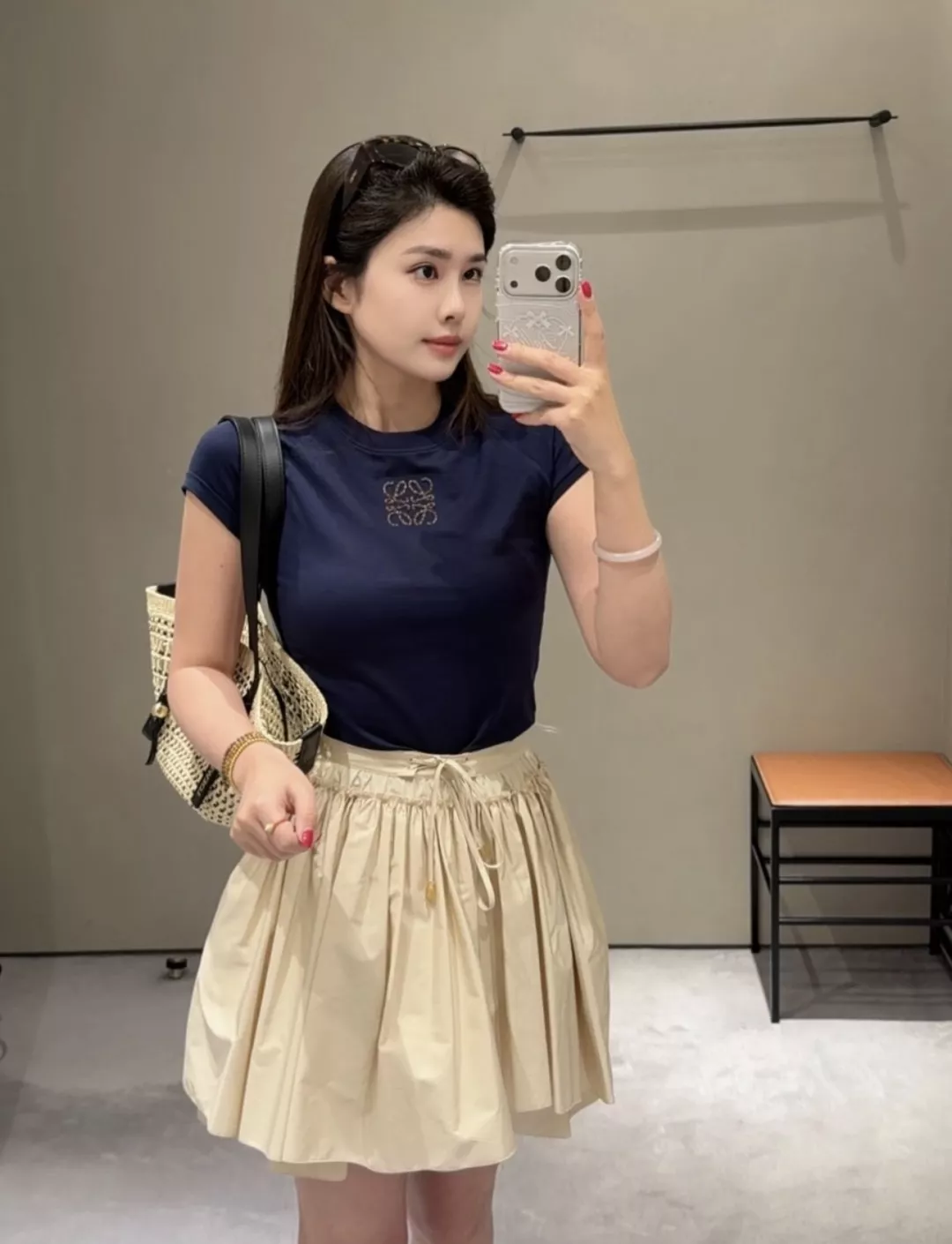 로에베 더블 레이어 스트링 미니 스커트 상세 이미지 15