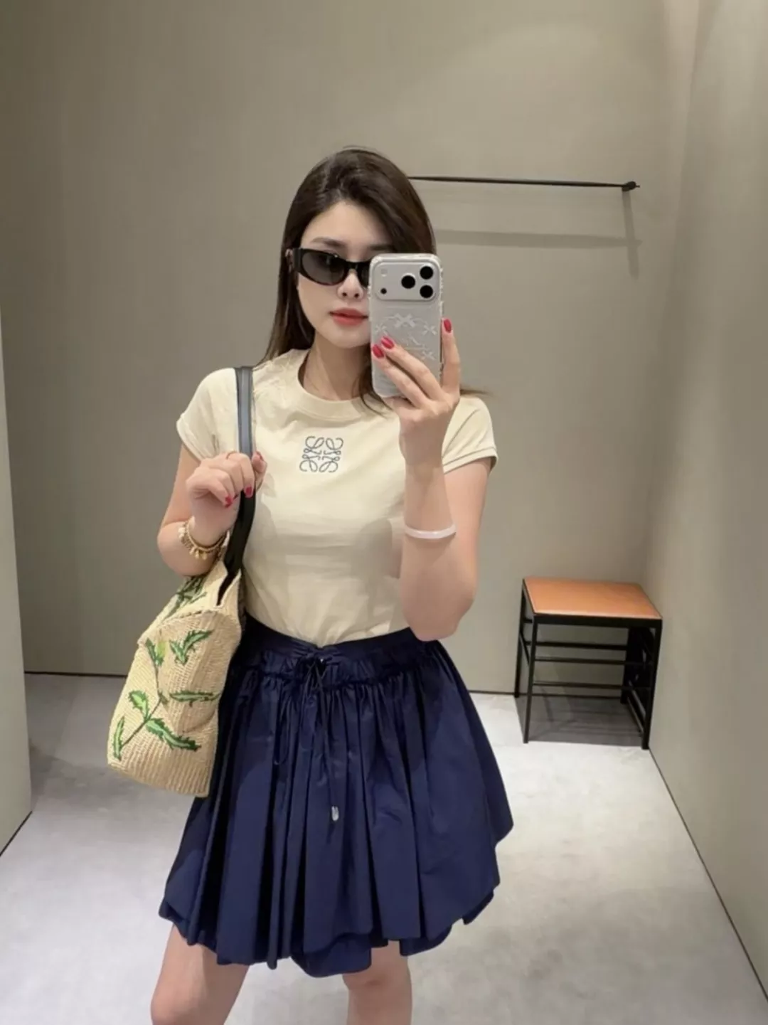 로에베 더블 레이어 드로스트링 미니 스커트 상세 이미지 11