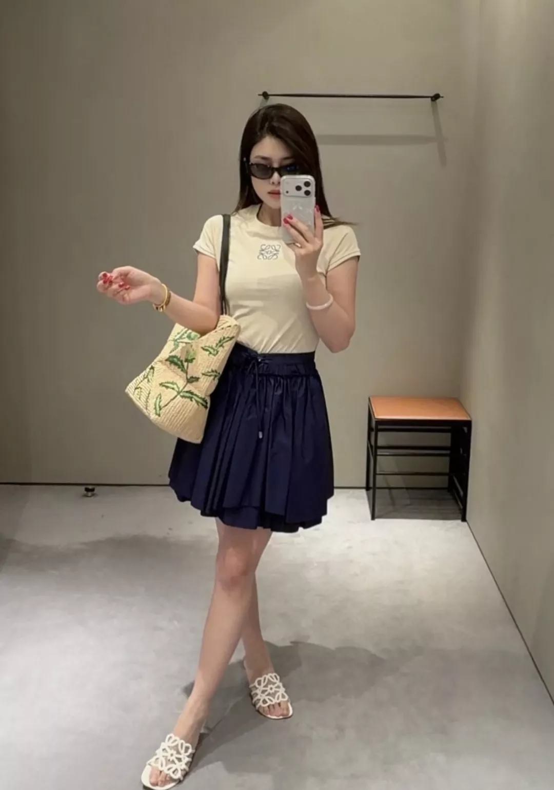 로에베 더블 레이어 드로스트링 미니 스커트 상세 이미지 12