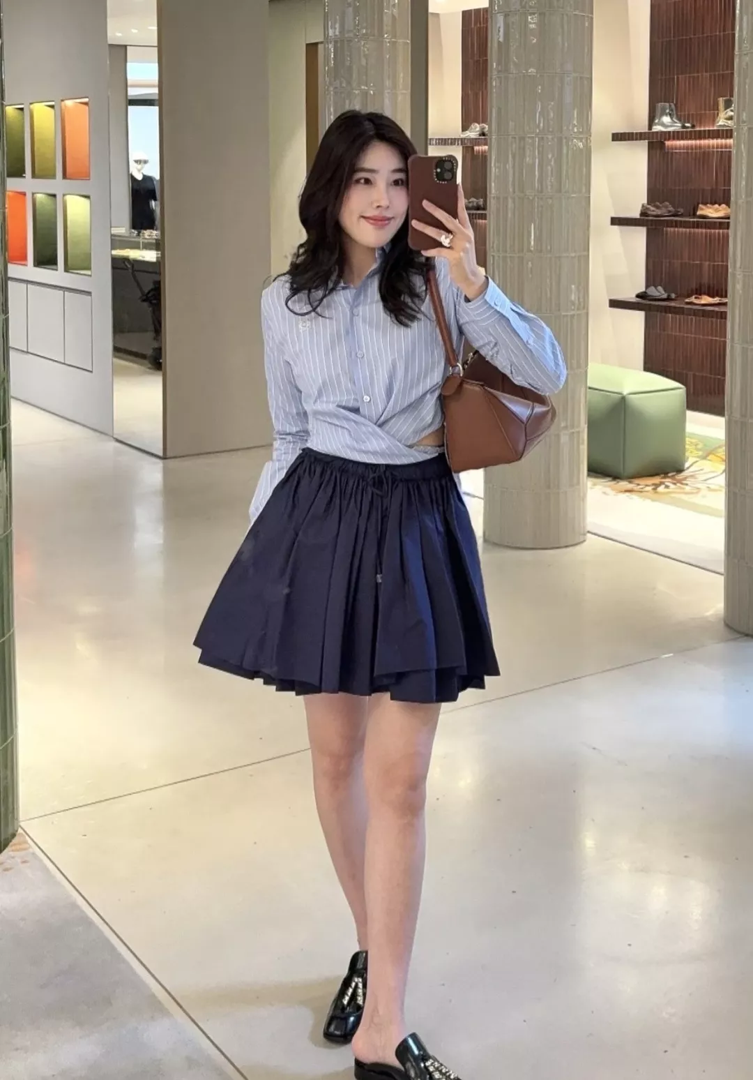 로에베 더블 레이어 드로스트링 미니 스커트 상세 이미지 10