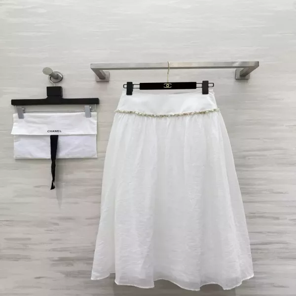 샤넬 비즈 장식 허리 롱 스커트